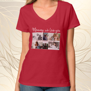 Mother with Kids and Family Mum 6 Photo Collage T-Shirt