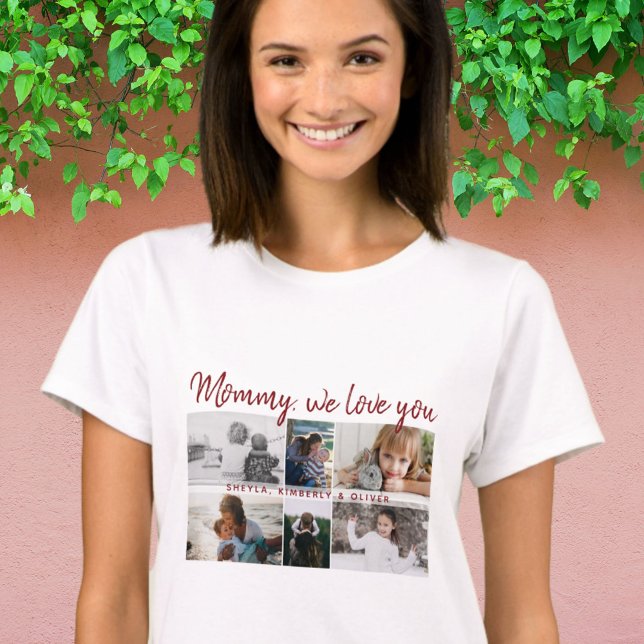Mother with Kids and Family Mum 6 Photo Collage T-Shirt (Creator Uploaded)
