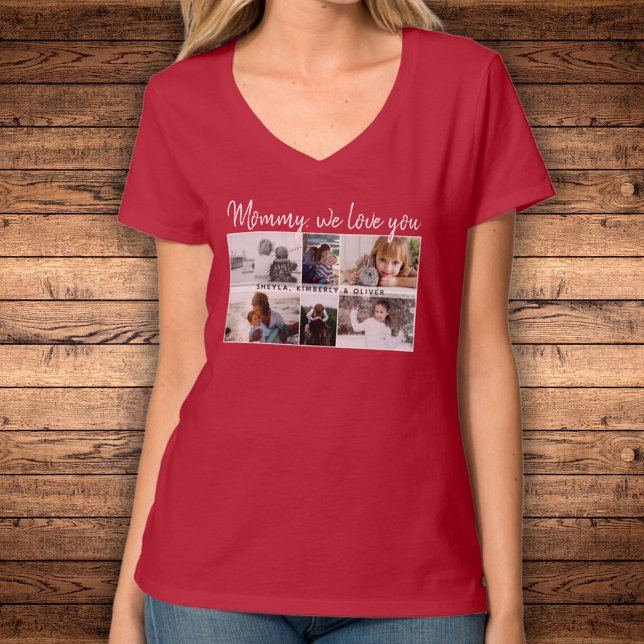 Mother with Kids and Family Mum 6 Photo Collage T-Shirt (Creator Uploaded)