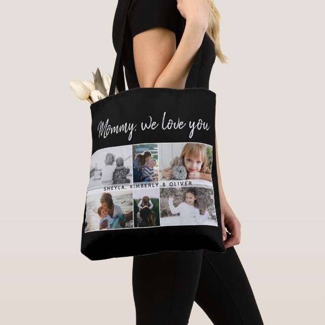 Mother with Kids and Family Mum 6 Photo Collage Tote Bag (Close Up)