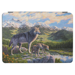 Mother Wolf & Pups Mountain River Valley iPad Air Cover