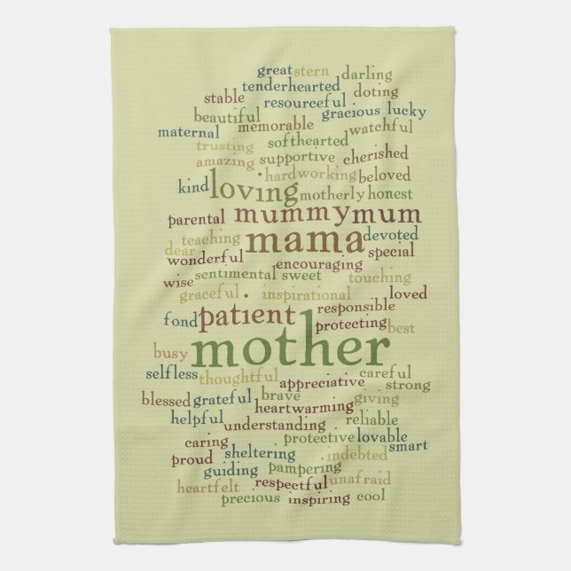 Mother Word Cloud Tea Towel (Vertical)