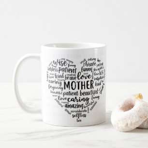Mother world cloud coffee mug- Beautiful, caring, Mug