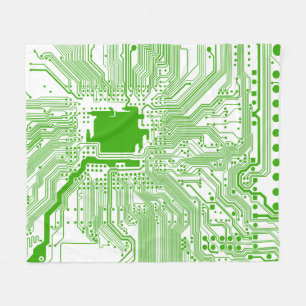 motherboard computer circuit fleece throw-green 2 blanket