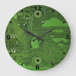 MOTHERBOARD GREEN Large Round Clock