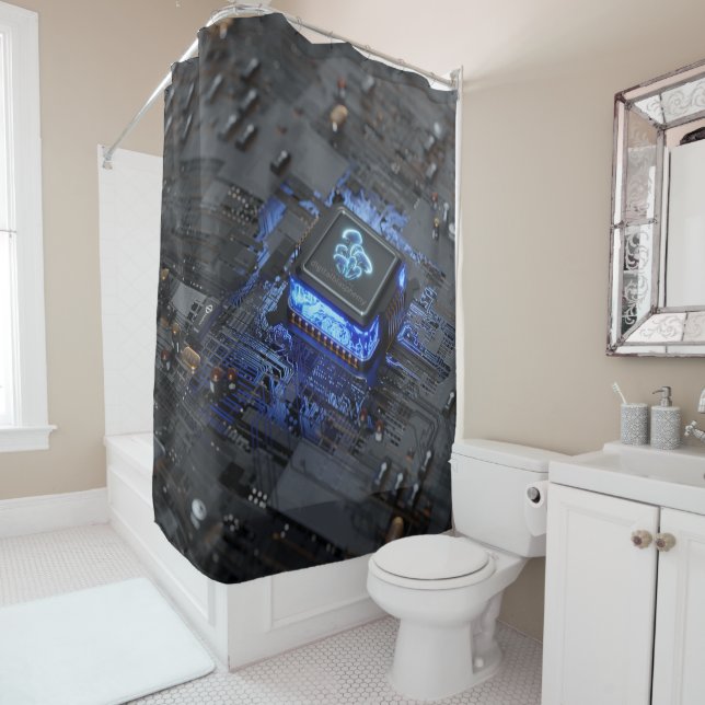 Motherboard Shower Curtain (In Situ)