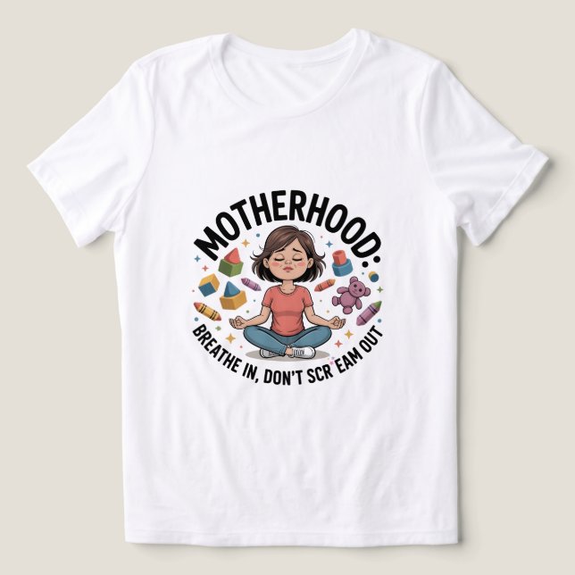 Motherhood Breathe In Calm Illustration Tri-Blend Shirt (Design Front)