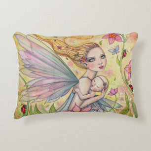 Motherhood Fairy Mother and Baby Illustration Decorative Cushion