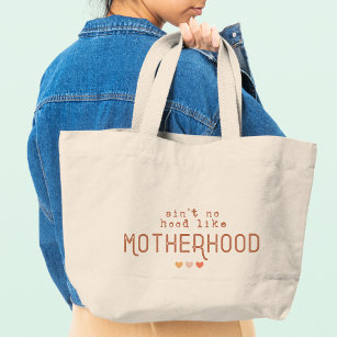 Motherhood Funny Modern Typography Mum Mother Large Tote Bag