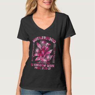 Motherhood Is Kingdom Work Christian Mum Pink Tie  T-Shirt
