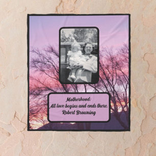 Motherhood Quote Mother and Child Pink Sunset Fleece Blanket