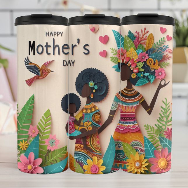 Motherhood: Vibrant, Floral, Cultural Celebration Thermal Tumbler (Creator Uploaded)