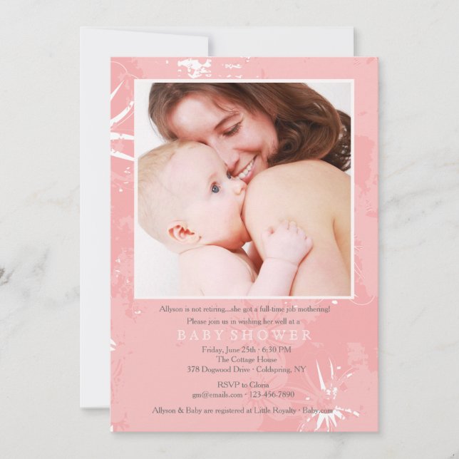 Mothering Retirement Baby Shower Photo Invitation (Front)