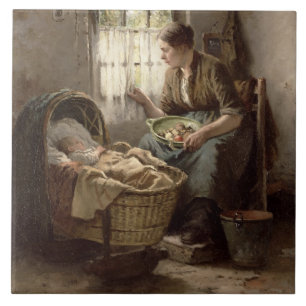 Motherly Affection (oil on canvas) Tile