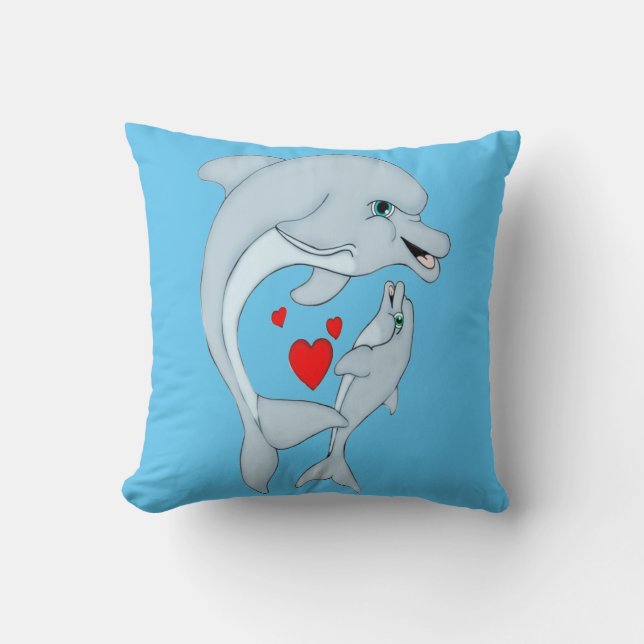 Motherly Dolphin Love Square Pillow (Front)
