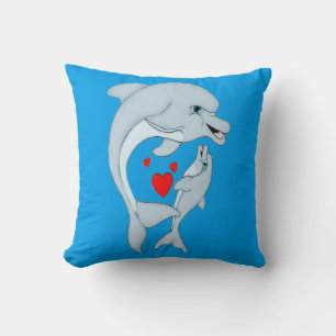 Motherly Dolphin Love Square Throw Pillow