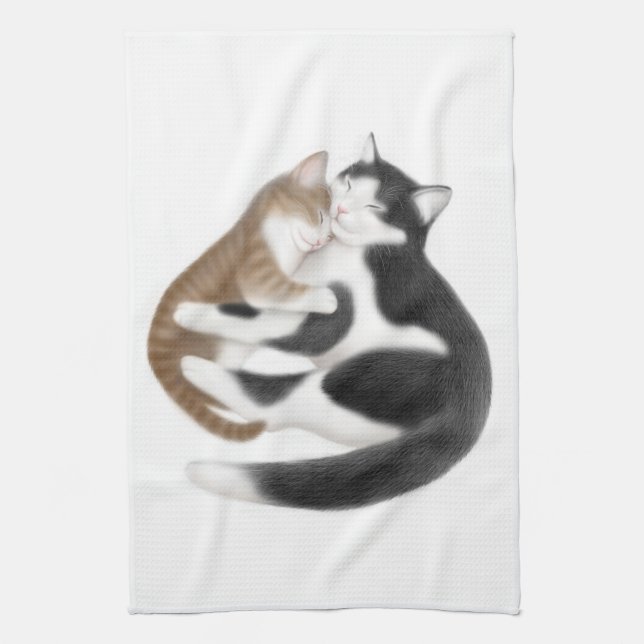 Motherly Love Cats Kitchen Towel (Vertical)