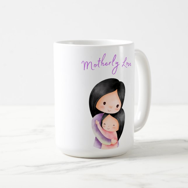 Motherly love-mum and daughter hugging coffee mug (Front Right)