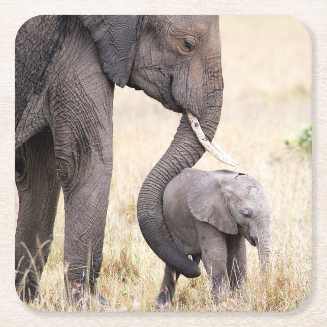 Motherly love photo square paper coaster (Front)