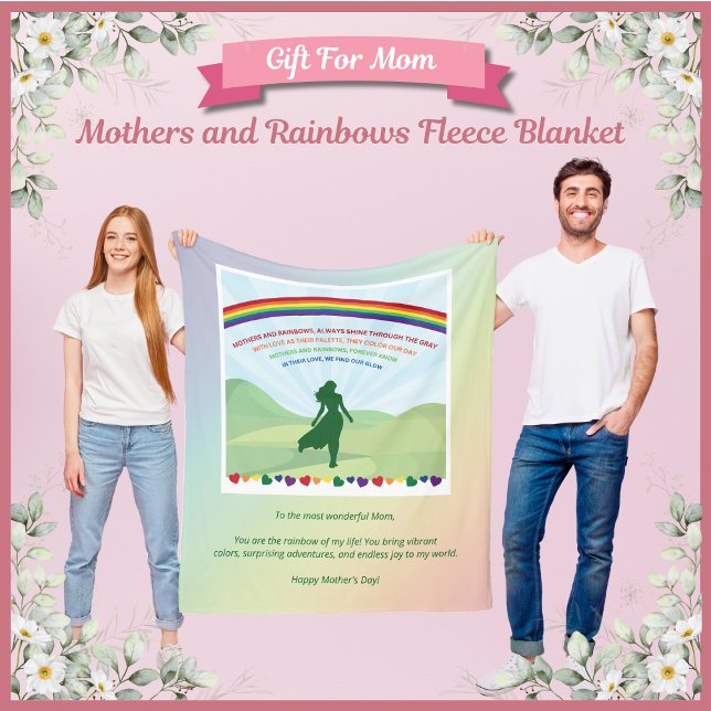 Mothers and Rainbows Mother's Day Fleece Blanket (Mother’s and Rainbows Fleece Blanket)