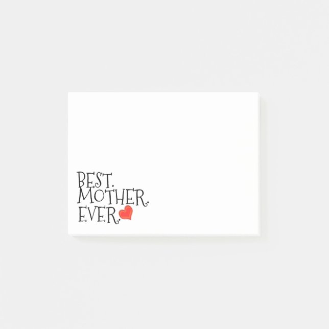 Mothers best ever red heart bff small post-it notes (Front)
