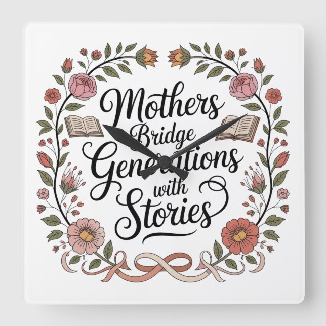 Mothers Bridge Generations With Stories Square Wall Clock (Front)