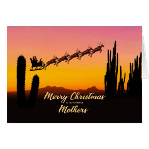Mothers Christmas Santa Over Desert