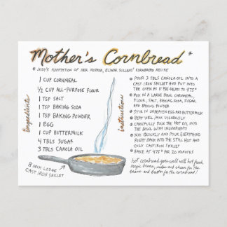 Mother's Cornbread Recipe Postcard