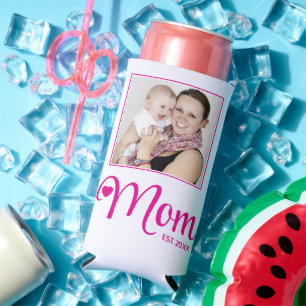Mothers Custom Photo Gift Mum Established Seltzer Can Cooler