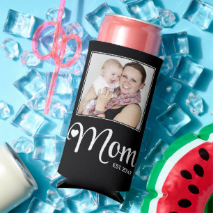 Mothers Custom Photo Gift Mum Established Seltzer Can Cooler