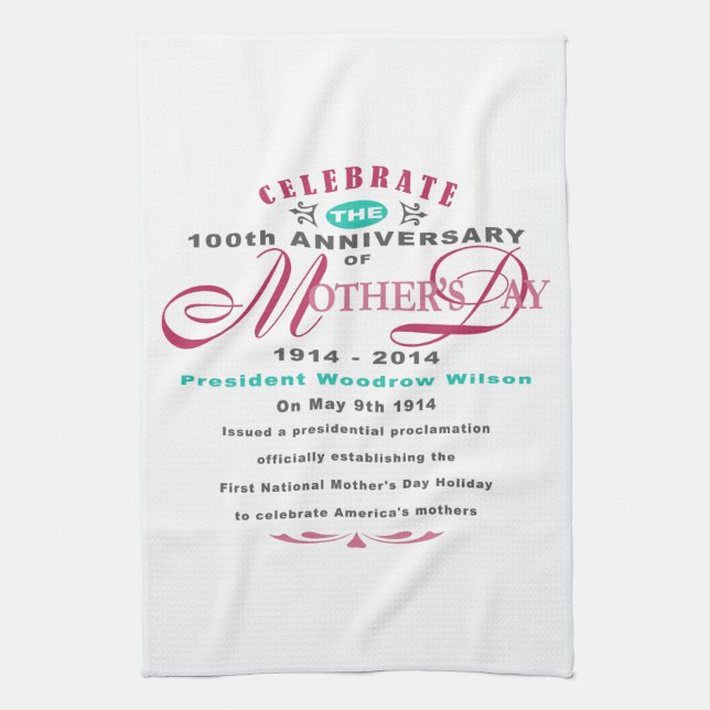 Mothers Day 2014 - 100 Year Celebration Tea Towel (Vertical)