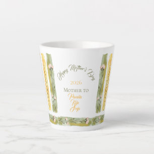 Mother's Day 2026 Brush Strokes Wildflowers  Latte Mug