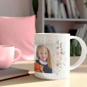 Mother's Day 3 Photo Collage Pretty Pink Floral Coffee Mug