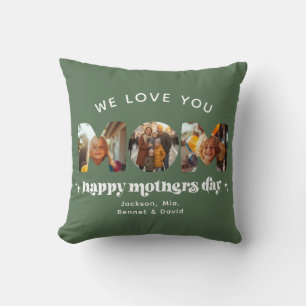 Mother's Day 3 Photo Custom Cute Retro Stylish Cushion