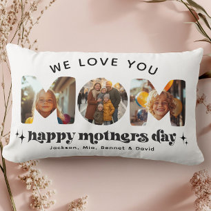 Mother's Day 3 Photo Custom Cute Retro Stylish Lumbar Cushion