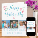 Mother's Day 3 Photo Cute Hearts and Typography Card<br><div class="desc">Create your own frameworthy Mother's Day Card with 3 of your favourite photos. The design has hand lettered typography decorated with love heart doodles. The photo template will display your pictures in square / instagram format in a simple photo strip collage. The colours and greetings, inside and out, are fully...</div>