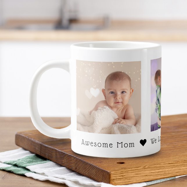 Mother's Day 3 Photos Personalised Giant Coffee Mu Large Coffee Mug (Mother's Day 3 Photos Personalized Giant Coffee Mu Giant Coffee Mug)