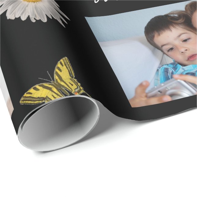 Mother's Day 3 Photos w/Butterflies Wrapping Paper (Roll Corner)