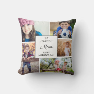 Mother's Day 5 Child Family Photo Collage Cushion