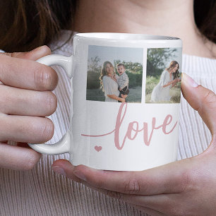 Mothers Day 5 photos love you mum script pink Coffee Mug