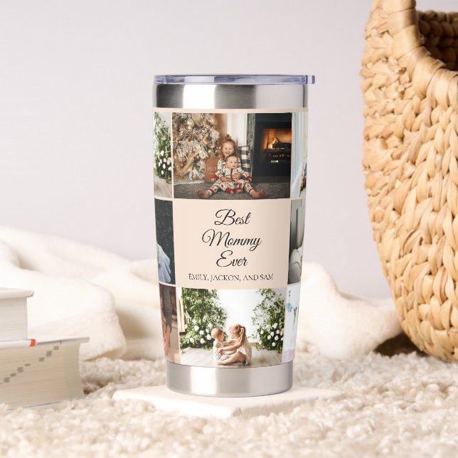 Mother's Day 8 Photos Collage Best Mum Ever Insulated Tumbler (Living Room)