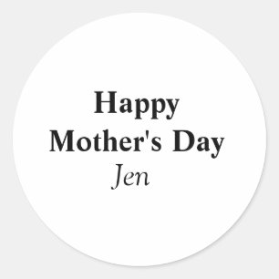 mother's day add your name text image editable  in classic round sticker