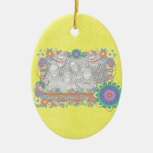 Mothers Day - ADD YOUR PHOTO - Spring Flowers Ceramic Tree Decoration