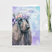 Mother's Day Afghan Hound Dog in Purple