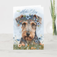 Mother's Day Airedale Terrier Dog with Wildflowers