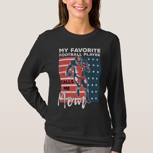 Mothers Day American Football Player  Distressed U T-Shirt (Front)