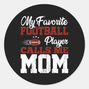Mothers Day American Football Player Mum Sports Fo Classic Round Sticker