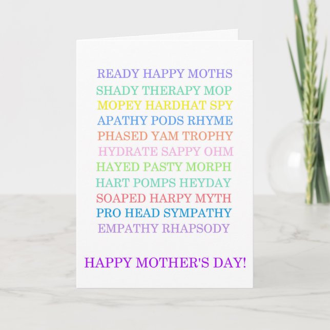 Mother's Day Anagrams card (Front)