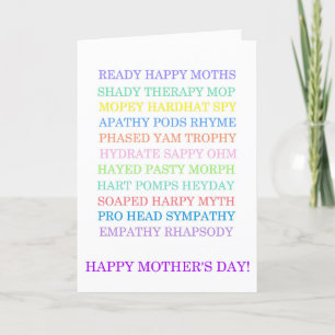 Mother's Day Anagrams card