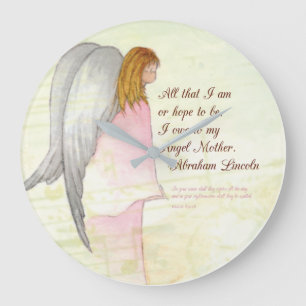 Mother's Day Angel Religious, Round Gift Large Clock